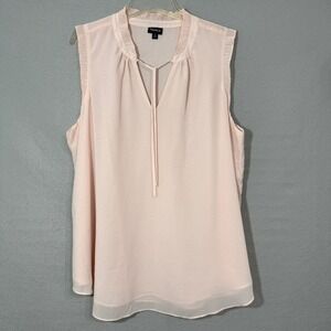 Torrid Womens Sleeveless Top Size 2 XXL Pink Chiffon Ruffle Neck Feminine Flowy